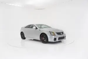 A silver cadillac cts-v coupe is shown in this image.
