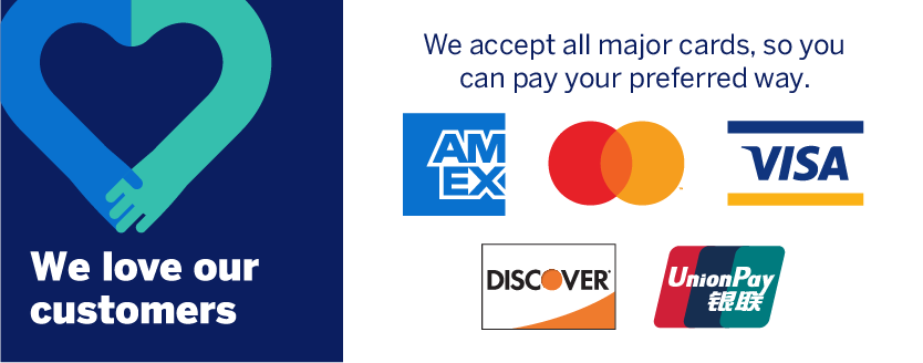 We accept all major credit cards and can pay your purchase.