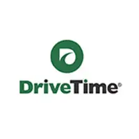 A green and white logo of drivetime