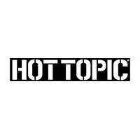 A black and white image of the hot topic logo.