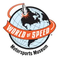 A logo of the world of speed motorsports museum.