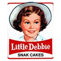 A little debbie advertisement with a girl wearing a hat.